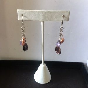 Sterling Pearl and amethyst earrings